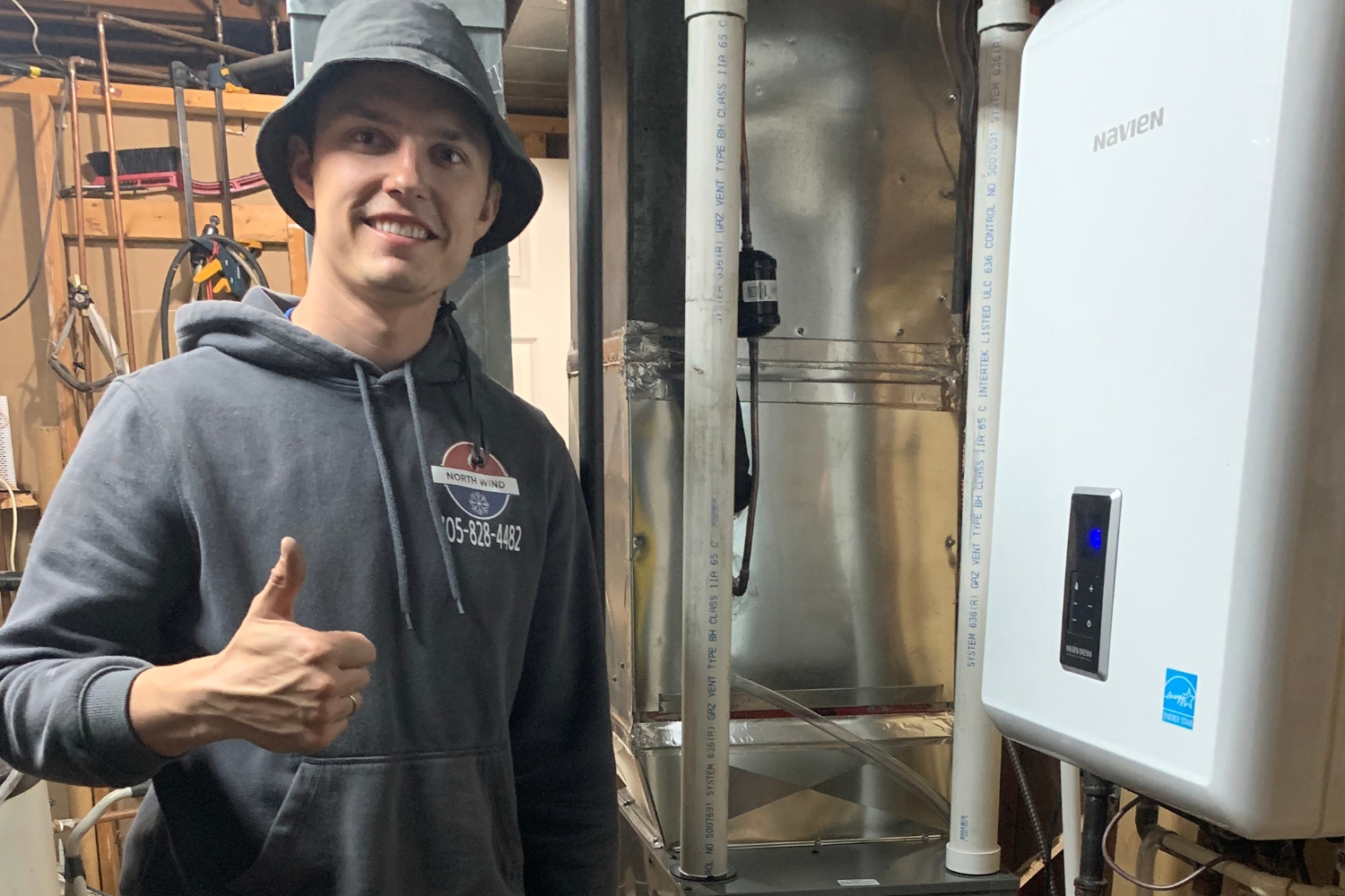 hvac installer next to energy star certified ac system