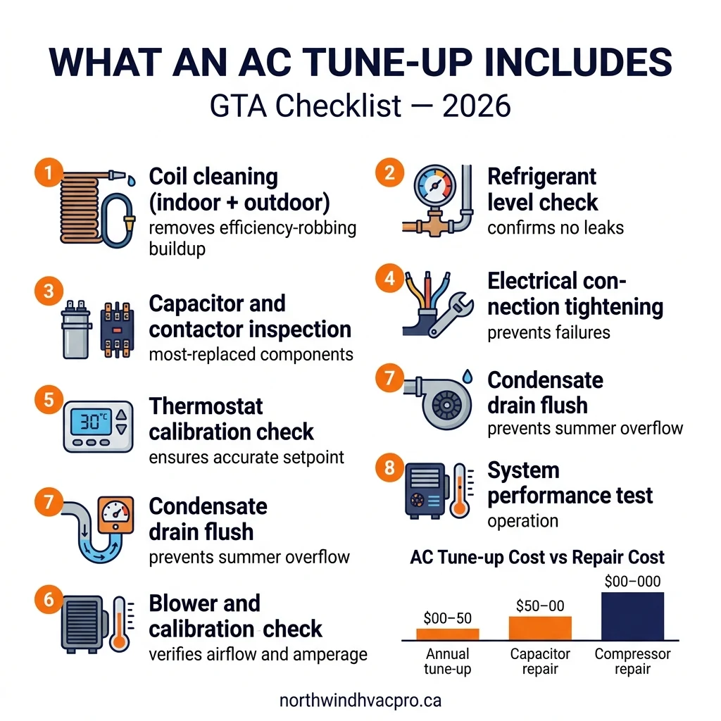 What an AC tune-up includes checklist infographic GTA 2026