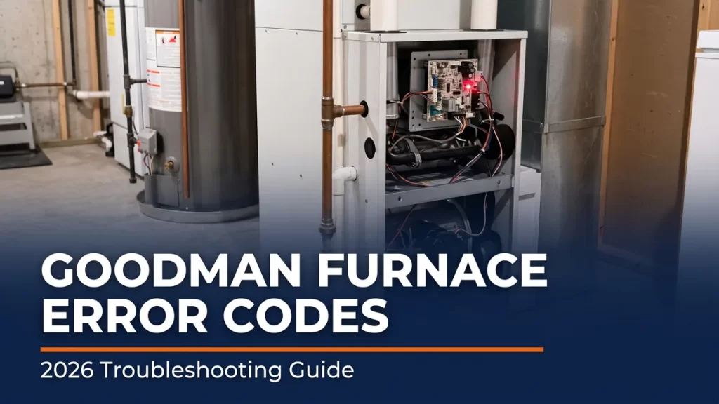 Goodman furnace error codes - control board with diagnostic LED in basement