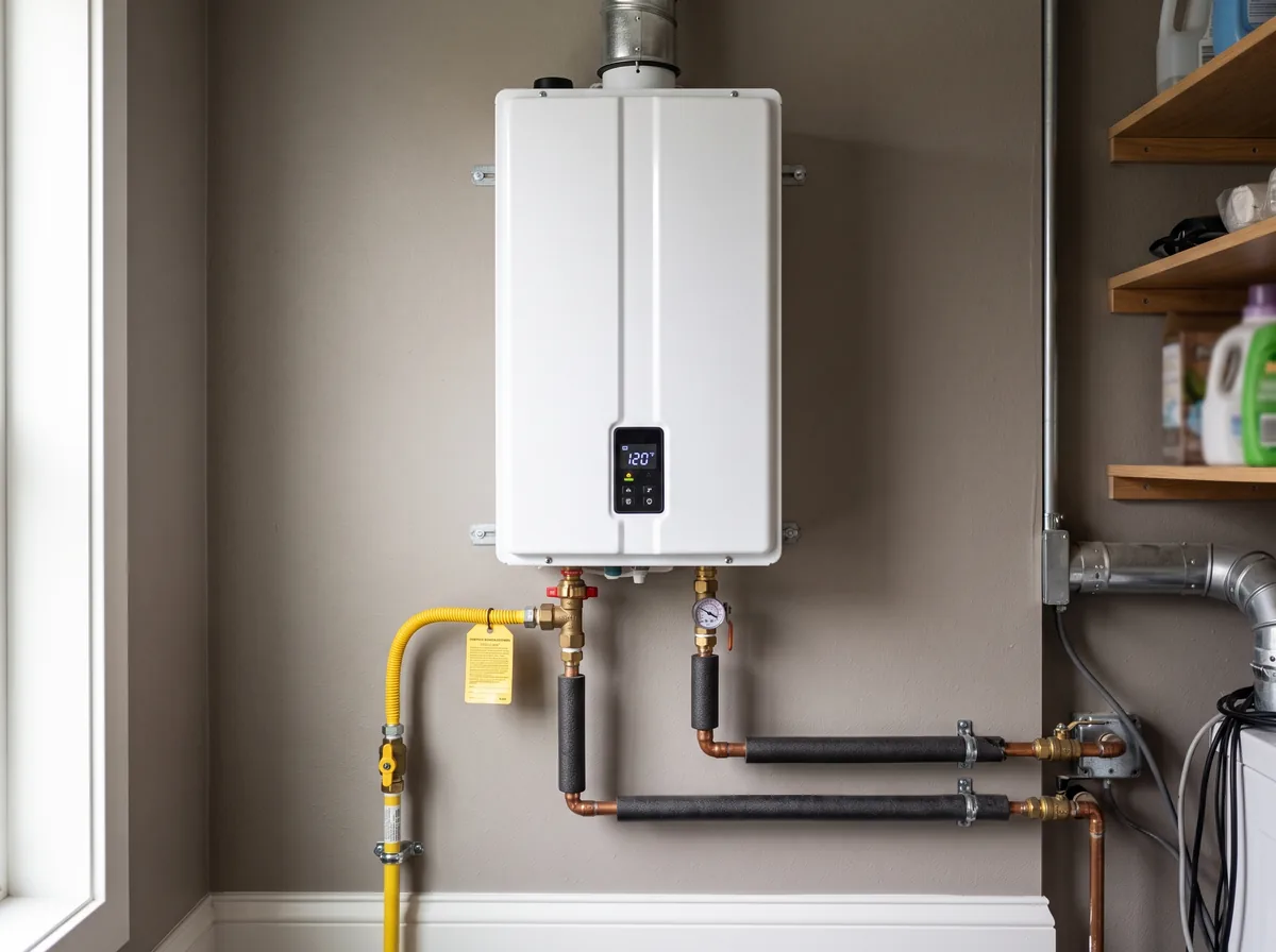 Tankless Water Heater Repair Signs Tankless water heater display panel displaying fault codes and repair warning signs